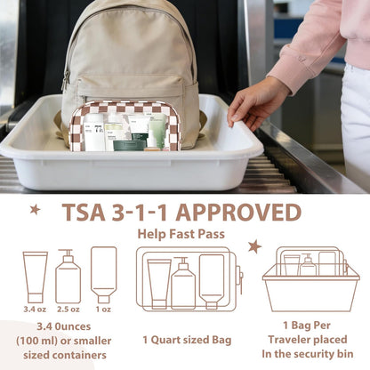 Clear Toiletry Bag,TSA Approved Travel Makeup Pouch with Zipper for Cosmetics and Toiletries，Diaper Bag Organizer Pouch Set,Women's Purse Organizer and Clear Car Bag
