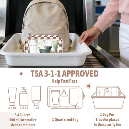 Clear Toiletry Bag,TSA Approved Travel Makeup Pouch with Zipper for Cosmetics and Toiletries，Diaper Bag Organizer Pouch Set,Women's Purse Organizer and Clear Car Bag
