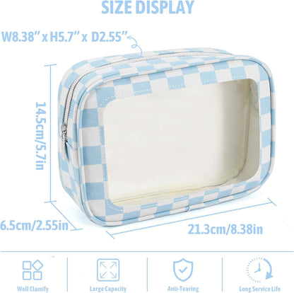 Clear Toiletry Bag,TSA Approved Travel Makeup Pouch with Zipper for Cosmetics and Toiletries，Diaper Bag Organizer Pouch Set,Women's Purse Organizer and Clear Car Bag