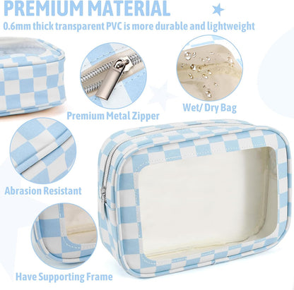 Clear Toiletry Bag,TSA Approved Travel Makeup Pouch with Zipper for Cosmetics and Toiletries，Diaper Bag Organizer Pouch Set,Women's Purse Organizer and Clear Car Bag