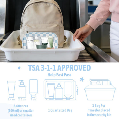 Clear Toiletry Bag,TSA Approved Travel Makeup Pouch with Zipper for Cosmetics and Toiletries，Diaper Bag Organizer Pouch Set,Women's Purse Organizer and Clear Car Bag