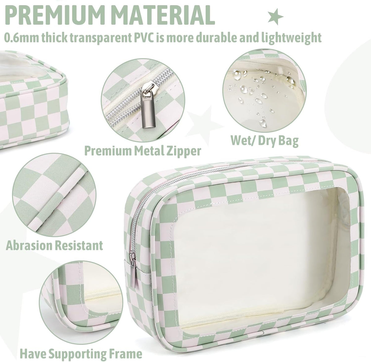 Clear Toiletry Bag,TSA Approved Travel Makeup Pouch with Zipper for Cosmetics and Toiletries，Diaper Bag Organizer Pouch Set,Women's Purse Organizer and Clear Car Bag