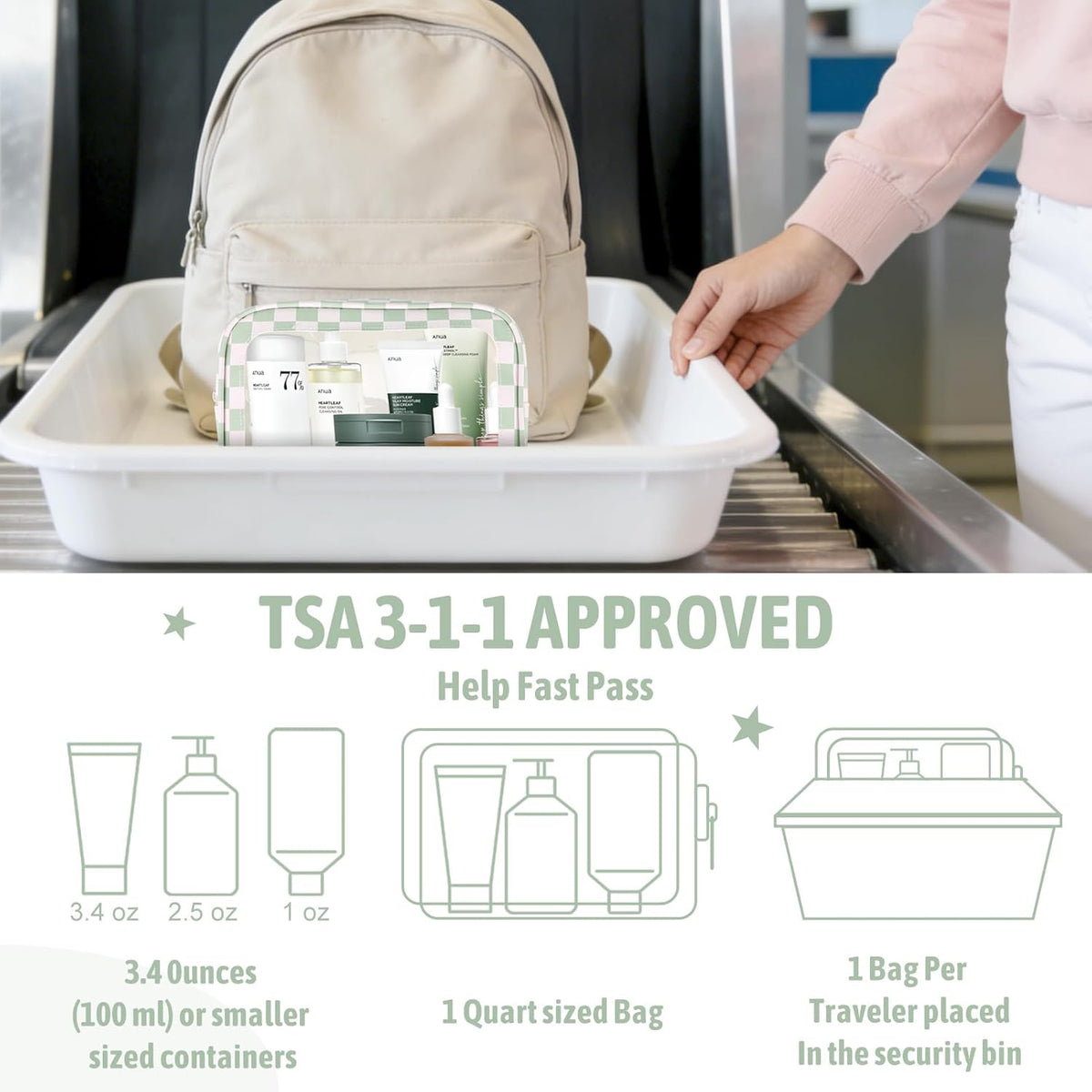 Clear Toiletry Bag,TSA Approved Travel Makeup Pouch with Zipper for Cosmetics and Toiletries，Diaper Bag Organizer Pouch Set,Women's Purse Organizer and Clear Car Bag