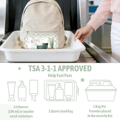 Clear Toiletry Bag,TSA Approved Travel Makeup Pouch with Zipper for Cosmetics and Toiletries，Diaper Bag Organizer Pouch Set,Women's Purse Organizer and Clear Car Bag