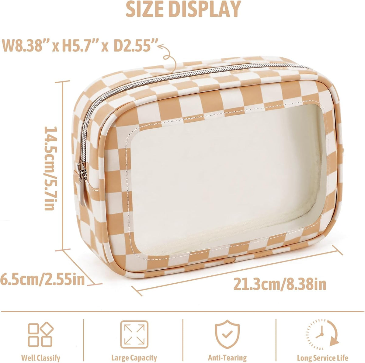 Clear Toiletry Bag,TSA Approved Travel Makeup Pouch with Zipper for Cosmetics and Toiletries，Diaper Bag Organizer Pouch Set,Women's Purse Organizer and Clear Car Bag