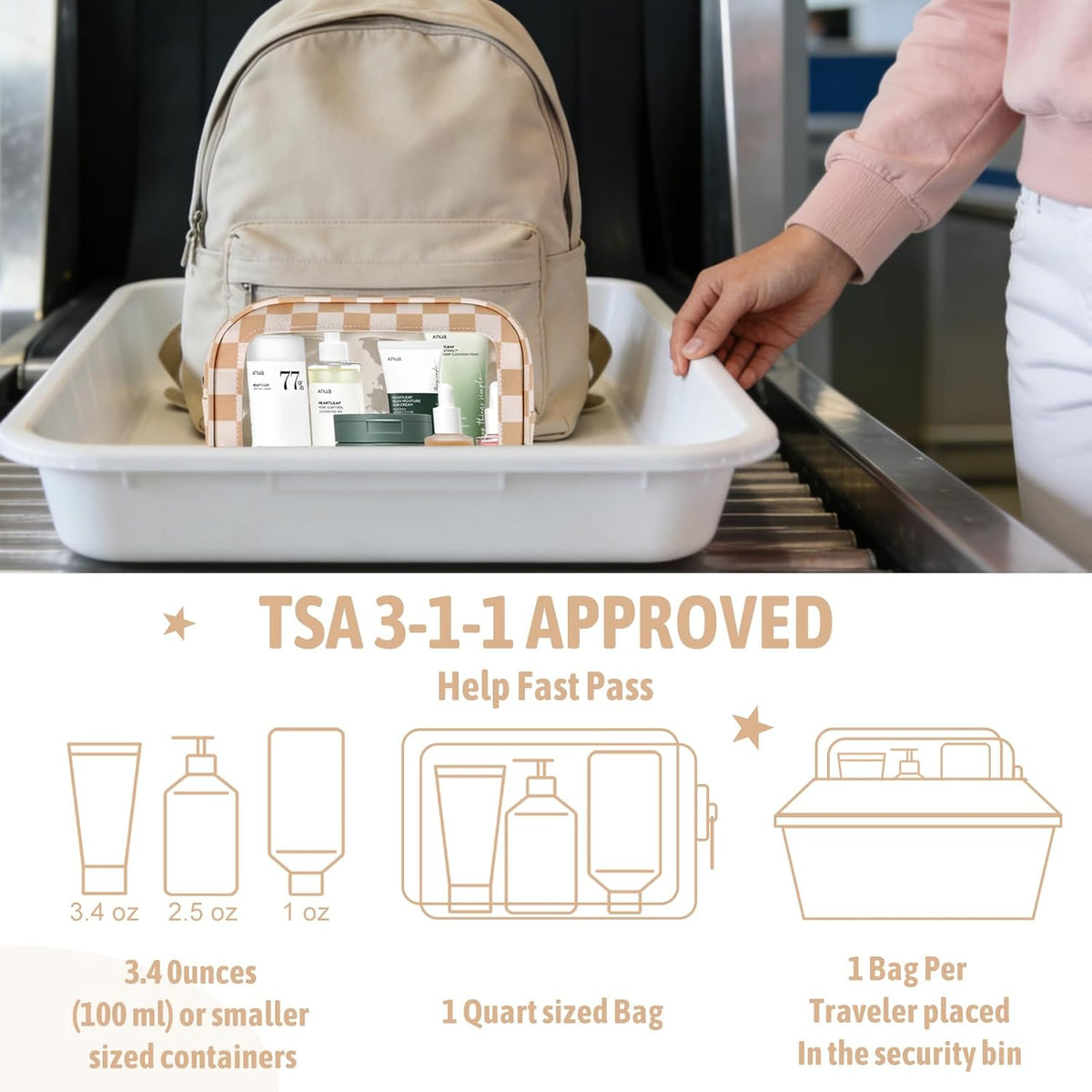 Clear Toiletry Bag,TSA Approved Travel Makeup Pouch with Zipper for Cosmetics and Toiletries，Diaper Bag Organizer Pouch Set,Women's Purse Organizer and Clear Car Bag
