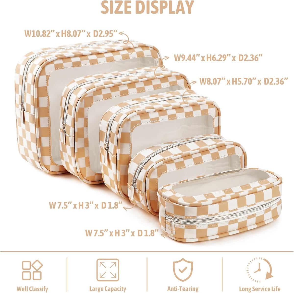Clear Toiletry Bag,TSA Approved Travel Makeup Pouch with Zipper for Cosmetics and Toiletries，Diaper Bag Organizer Pouch Set,Women's Purse Organizer and Clear Car Bag