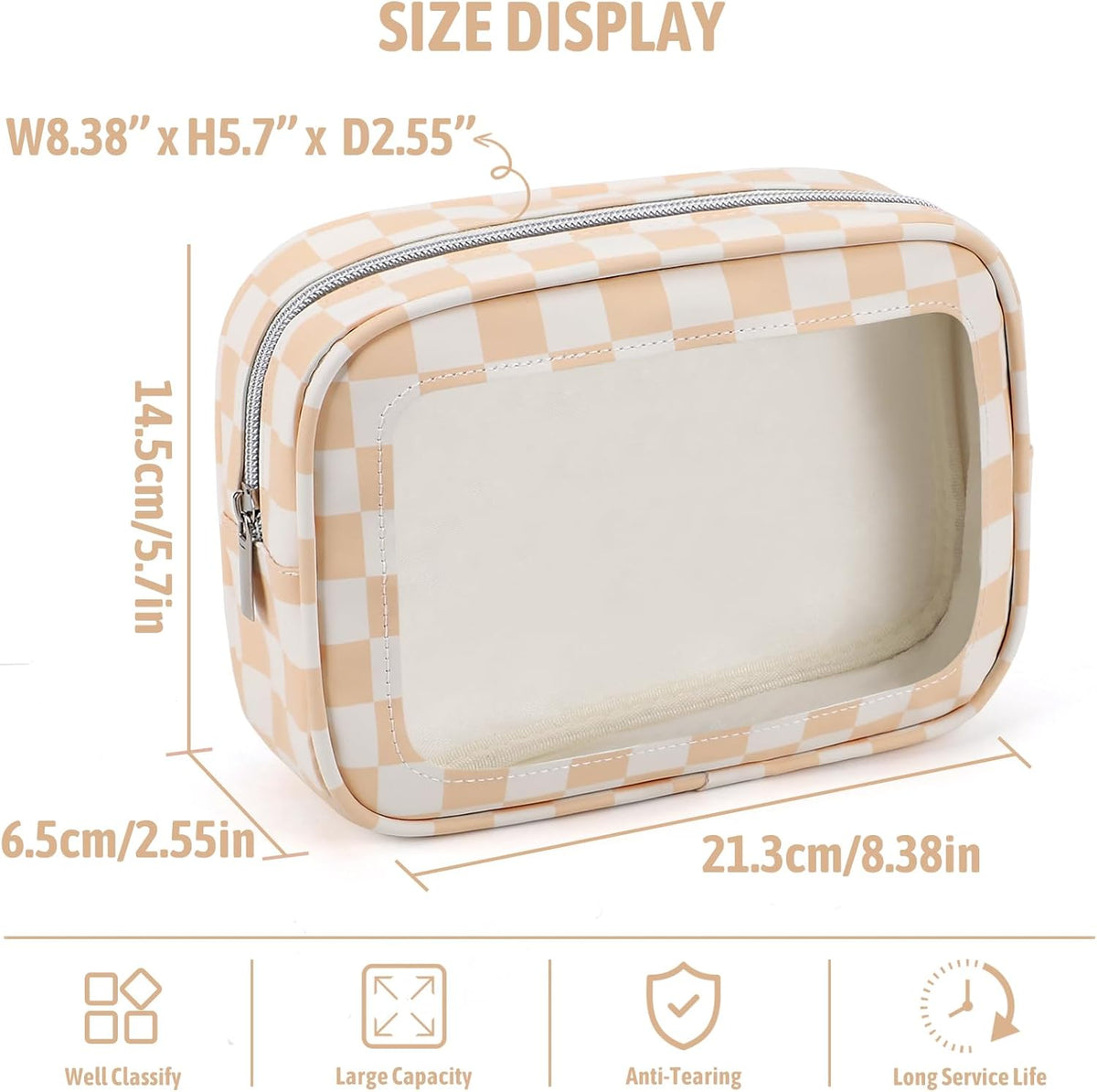 Clear Toiletry Bag,TSA Approved Travel Makeup Pouch with Zipper for Cosmetics and Toiletries，Diaper Bag Organizer Pouch Set,Women's Purse Organizer and Clear Car Bag