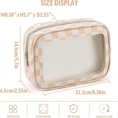 Clear Toiletry Bag,TSA Approved Travel Makeup Pouch with Zipper for Cosmetics and Toiletries，Diaper Bag Organizer Pouch Set,Women's Purse Organizer and Clear Car Bag
