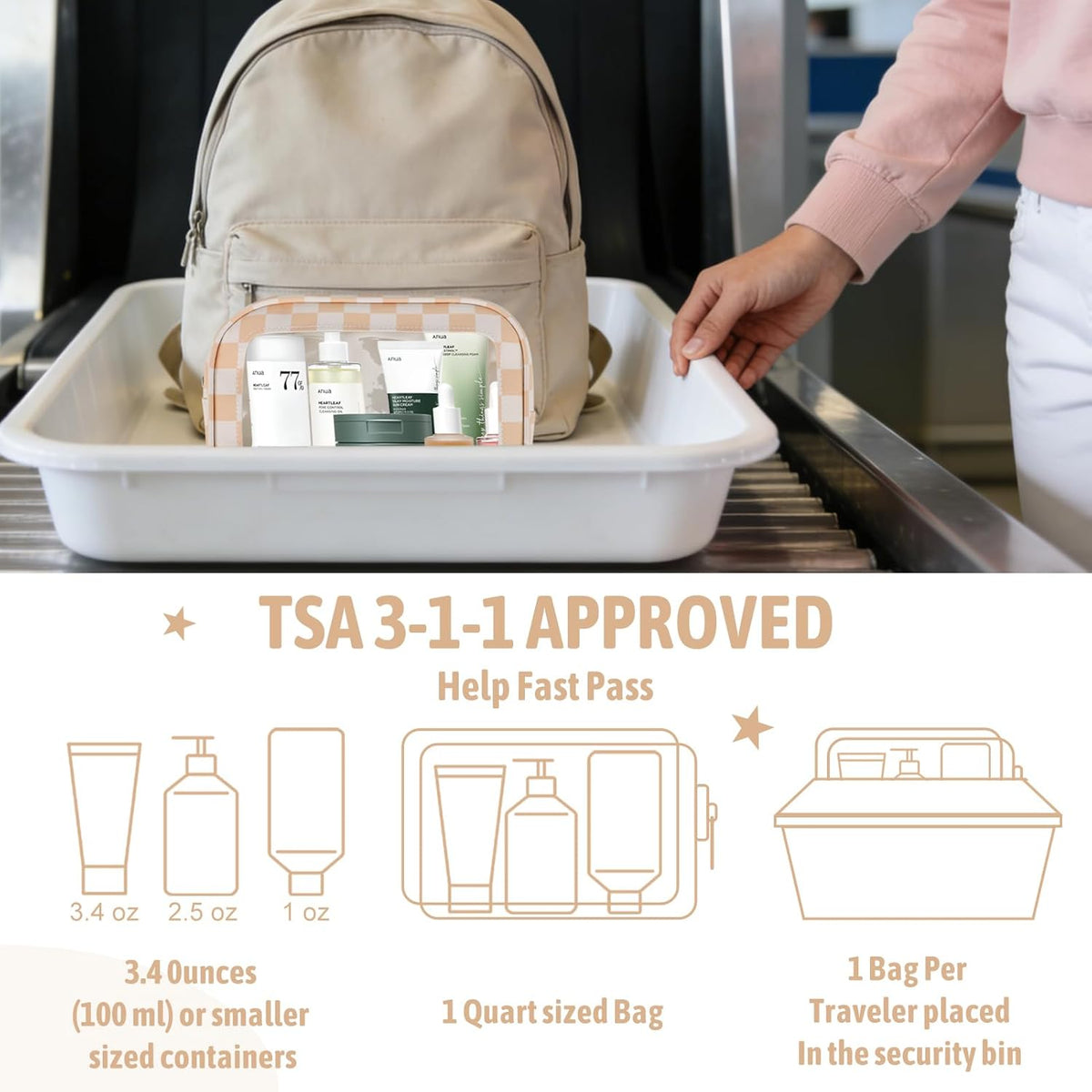 Clear Toiletry Bag,TSA Approved Travel Makeup Pouch with Zipper for Cosmetics and Toiletries，Diaper Bag Organizer Pouch Set,Women's Purse Organizer and Clear Car Bag