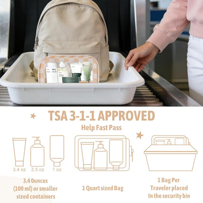 Clear Toiletry Bag,TSA Approved Travel Makeup Pouch with Zipper for Cosmetics and Toiletries，Diaper Bag Organizer Pouch Set,Women's Purse Organizer and Clear Car Bag