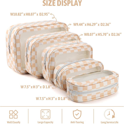 Clear Toiletry Bag,TSA Approved Travel Makeup Pouch with Zipper for Cosmetics and Toiletries，Diaper Bag Organizer Pouch Set,Women's Purse Organizer and Clear Car Bag