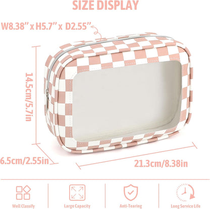 Clear Toiletry Bag,TSA Approved Travel Makeup Pouch with Zipper for Cosmetics and Toiletries，Diaper Bag Organizer Pouch Set,Women's Purse Organizer and Clear Car Bag