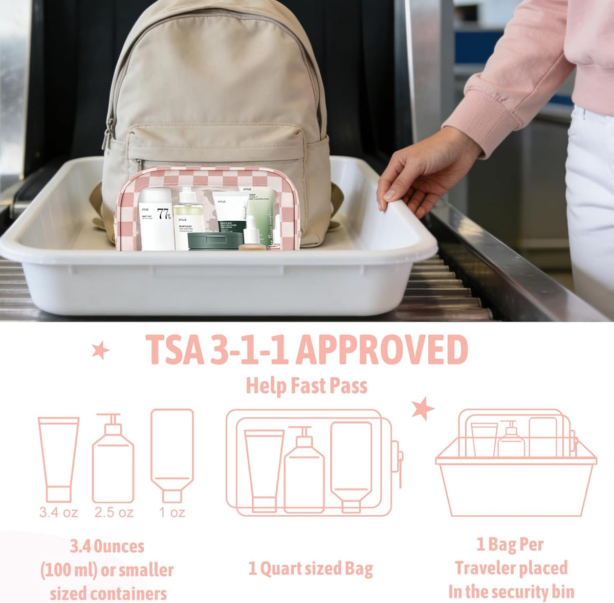 Clear Toiletry Bag,TSA Approved Travel Makeup Pouch with Zipper for Cosmetics and Toiletries，Diaper Bag Organizer Pouch Set,Women's Purse Organizer and Clear Car Bag