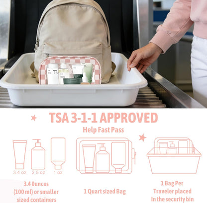 Clear Toiletry Bag,TSA Approved Travel Makeup Pouch with Zipper for Cosmetics and Toiletries，Diaper Bag Organizer Pouch Set,Women's Purse Organizer and Clear Car Bag