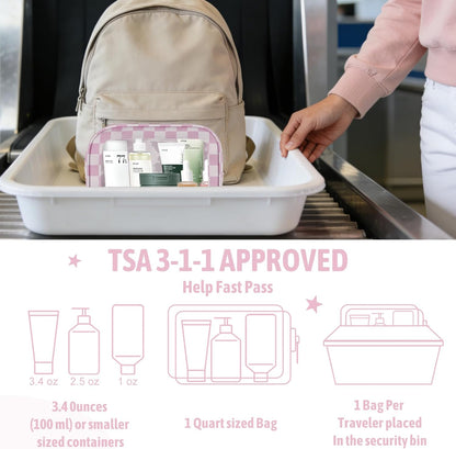 Clear Toiletry Bag,TSA Approved Travel Makeup Pouch with Zipper for Cosmetics and Toiletries，Diaper Bag Organizer Pouch Set,Women's Purse Organizer and Clear Car Bag