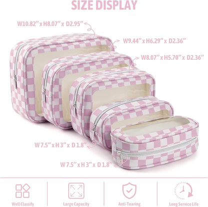 Clear Toiletry Bag,TSA Approved Travel Makeup Pouch with Zipper for Cosmetics and Toiletries，Diaper Bag Organizer Pouch Set,Women's Purse Organizer and Clear Car Bag
