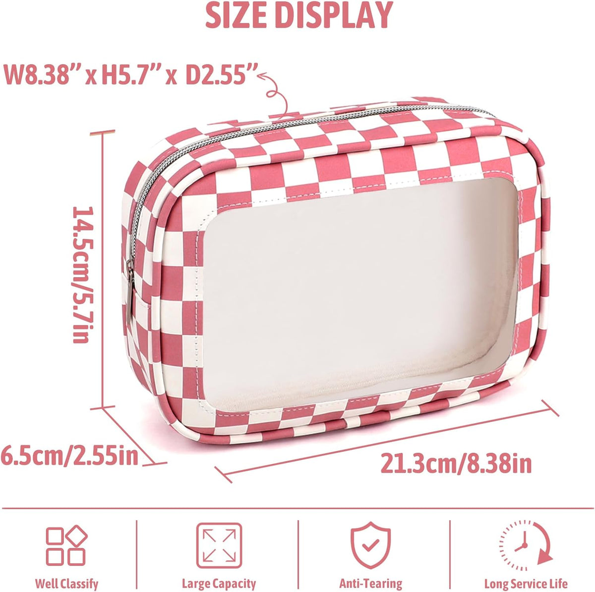 Clear Toiletry Bag,TSA Approved Travel Makeup Pouch with Zipper for Cosmetics and Toiletries，Diaper Bag Organizer Pouch Set,Women's Purse Organizer and Clear Car Bag