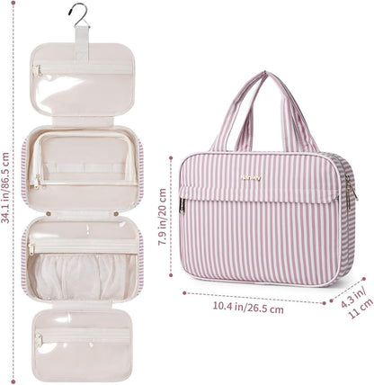 Hanging Toiletry Bag for Women Checkered Travel Makeup Bag Cosmetic Make Up Organizer Toiletries Bag for Travel Essentials Accessories (Mint Green Checkerboard, Medium)