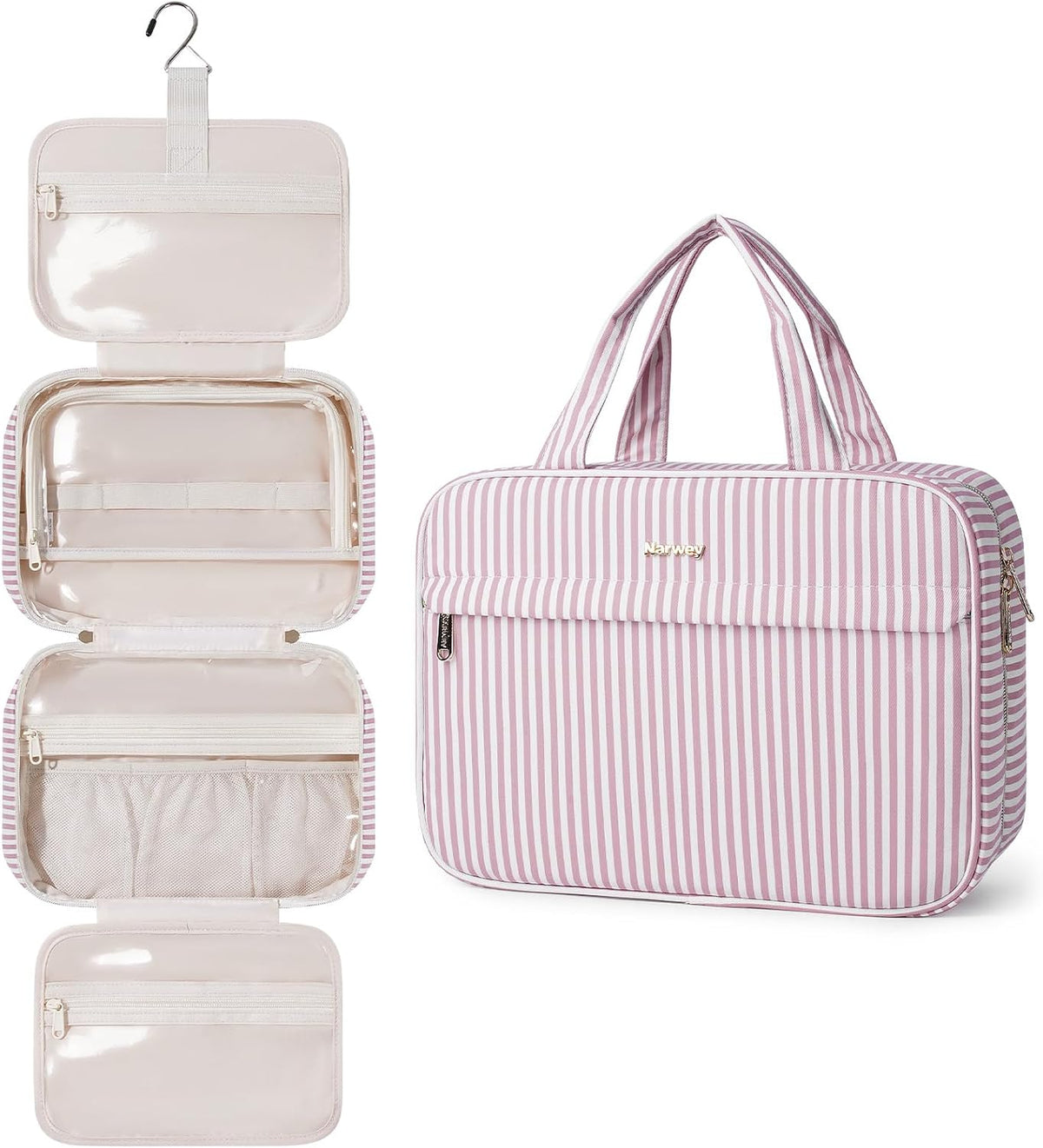 Hanging Toiletry Bag for Women Checkered Travel Makeup Bag Cosmetic Make Up Organizer Toiletries Bag for Travel Essentials Accessories (Mint Green Checkerboard, Medium)