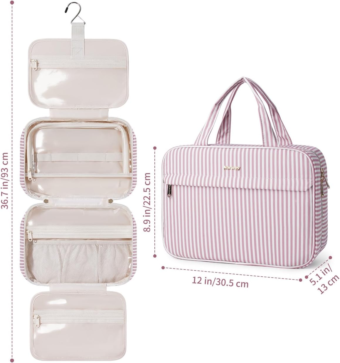 Hanging Toiletry Bag for Women Checkered Travel Makeup Bag Cosmetic Make Up Organizer Toiletries Bag for Travel Essentials Accessories (Mint Green Checkerboard, Medium)