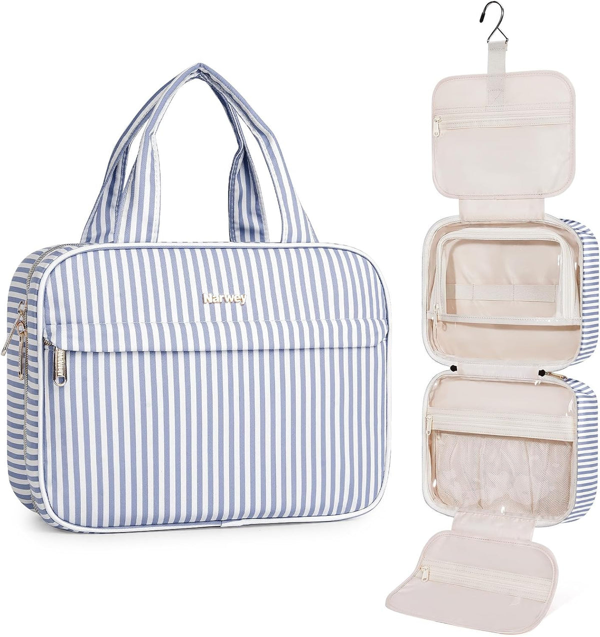 Hanging Toiletry Bag for Women Checkered Travel Makeup Bag Cosmetic Make Up Organizer Toiletries Bag for Travel Essentials Accessories (Mint Green Checkerboard, Medium)