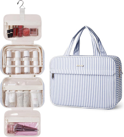 Hanging Toiletry Bag for Women Checkered Travel Makeup Bag Cosmetic Make Up Organizer Toiletries Bag for Travel Essentials Accessories (Mint Green Checkerboard, Medium)