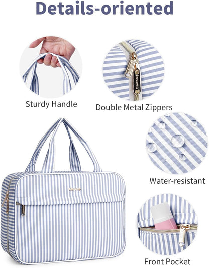 Hanging Toiletry Bag for Women Checkered Travel Makeup Bag Cosmetic Make Up Organizer Toiletries Bag for Travel Essentials Accessories (Mint Green Checkerboard, Medium)