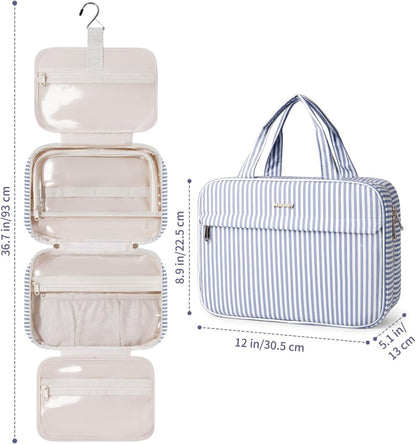 Hanging Toiletry Bag for Women Checkered Travel Makeup Bag Cosmetic Make Up Organizer Toiletries Bag for Travel Essentials Accessories (Mint Green Checkerboard, Medium)