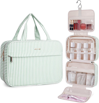 Hanging Toiletry Bag for Women Checkered Travel Makeup Bag Cosmetic Make Up Organizer Toiletries Bag for Travel Essentials Accessories (Mint Green Checkerboard, Medium)