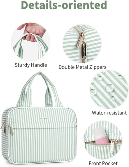 Hanging Toiletry Bag for Women Checkered Travel Makeup Bag Cosmetic Make Up Organizer Toiletries Bag for Travel Essentials Accessories (Mint Green Checkerboard, Medium)