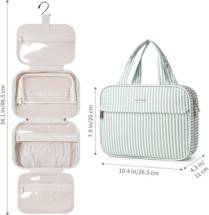 Hanging Toiletry Bag for Women Checkered Travel Makeup Bag Cosmetic Make Up Organizer Toiletries Bag for Travel Essentials Accessories (Mint Green Checkerboard, Medium)