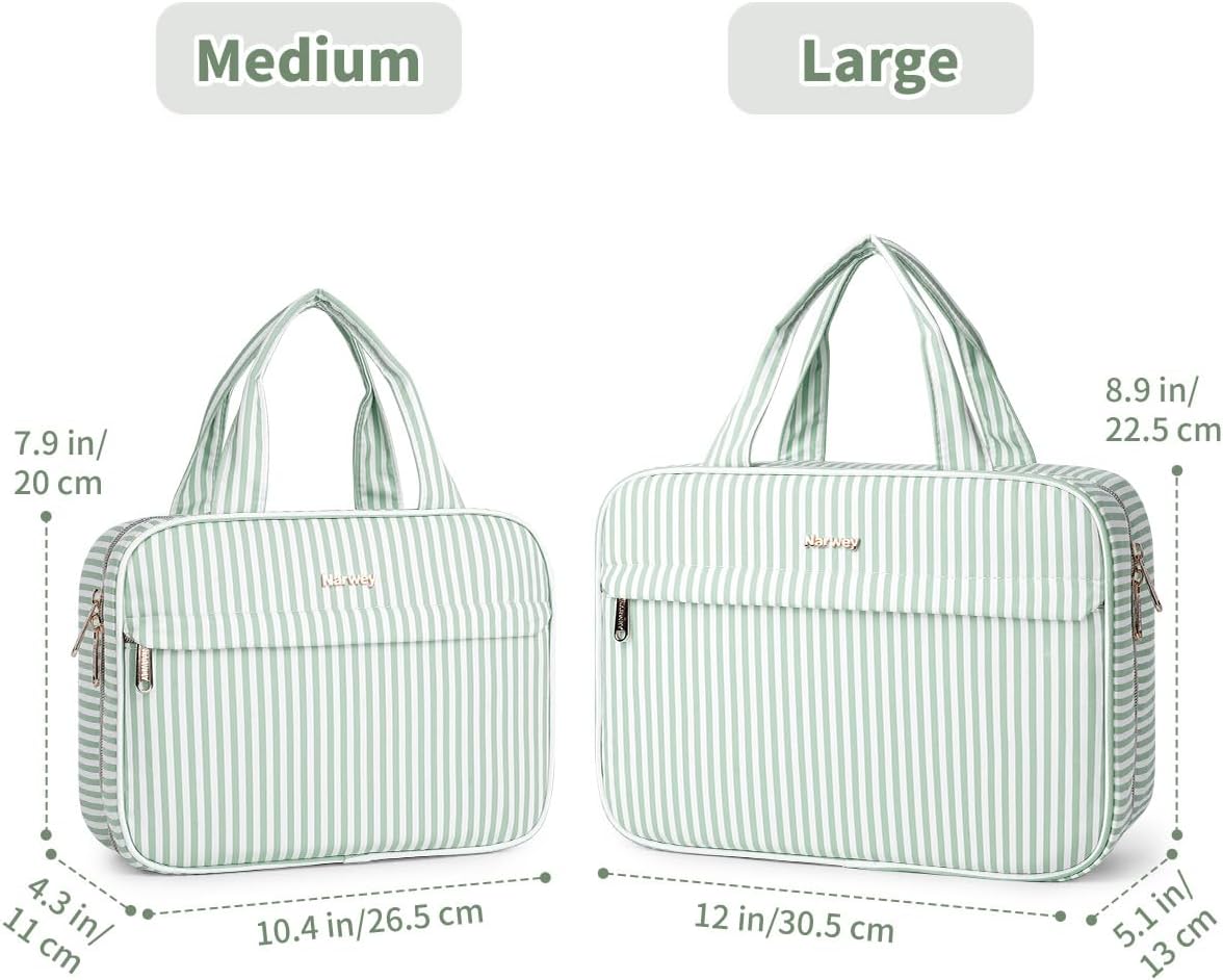 Hanging Toiletry Bag for Women Checkered Travel Makeup Bag Cosmetic Make Up Organizer Toiletries Bag for Travel Essentials Accessories (Mint Green Checkerboard, Medium)