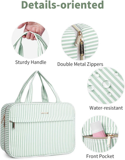 Hanging Toiletry Bag for Women Checkered Travel Makeup Bag Cosmetic Make Up Organizer Toiletries Bag for Travel Essentials Accessories (Mint Green Checkerboard, Medium)