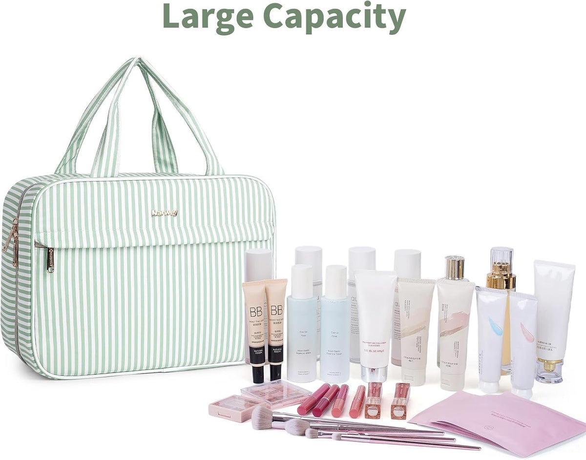 Hanging Toiletry Bag for Women Checkered Travel Makeup Bag Cosmetic Make Up Organizer Toiletries Bag for Travel Essentials Accessories (Mint Green Checkerboard, Medium)