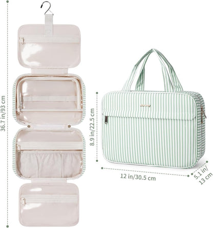 Hanging Toiletry Bag for Women Checkered Travel Makeup Bag Cosmetic Make Up Organizer Toiletries Bag for Travel Essentials Accessories (Mint Green Checkerboard, Medium)