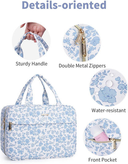 Hanging Toiletry Bag for Women Checkered Travel Makeup Bag Cosmetic Make Up Organizer Toiletries Bag for Travel Essentials Accessories (Mint Green Checkerboard, Medium)