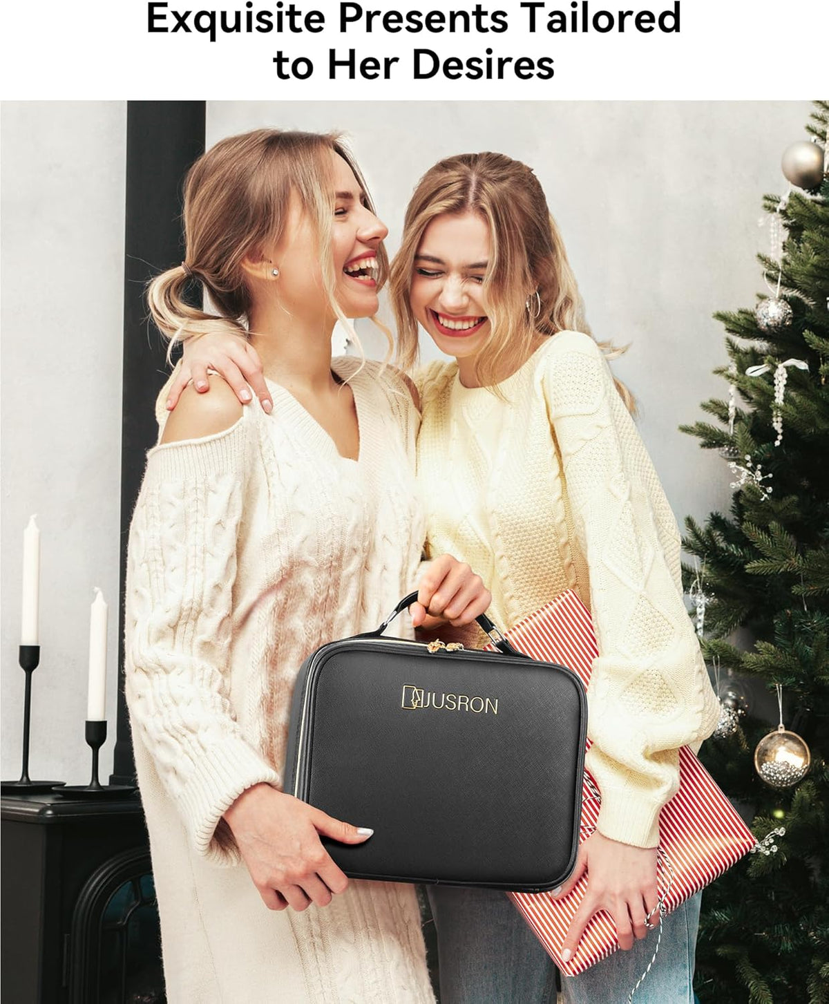 Travel Makeup Bag With LED Mirror, Cosmetic Train Case with Light up Mirror, Portable Makeup Artist Organizer Bag with Adjustable Dividers, Makeup Brush Holder Storage (Rose Gold, Medium)