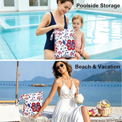 2 Pack Waterproof Wet Dry Bags for Swimsuit & Cloth Diapers - Double Zippered Reusable Wet Bag - Leak-Resistant Storage Pouch Bag, Travel Essential for Beach Pool Gym (2pcs, Red Checkered)