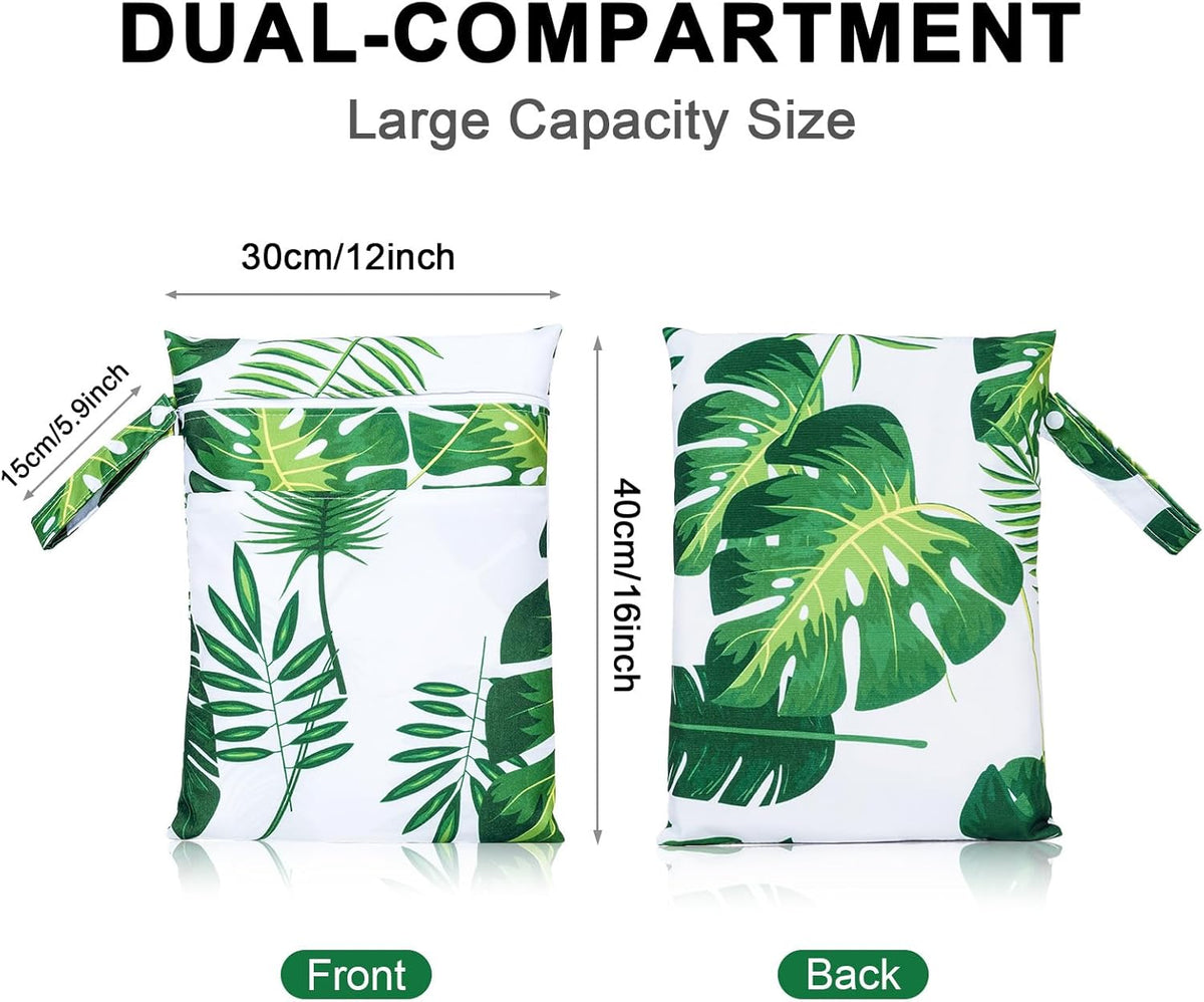 2 Pack Waterproof Wet Dry Bags for Swimsuit & Cloth Diapers - Double Zippered Reusable Wet Bag - Leak-Resistant Storage Pouch Bag, Travel Essential for Beach Pool Gym (2pcs, Red Checkered)
