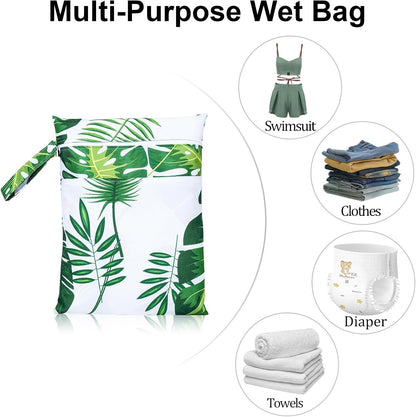 2 Pack Waterproof Wet Dry Bags for Swimsuit & Cloth Diapers - Double Zippered Reusable Wet Bag - Leak-Resistant Storage Pouch Bag, Travel Essential for Beach Pool Gym (2pcs, Red Checkered)