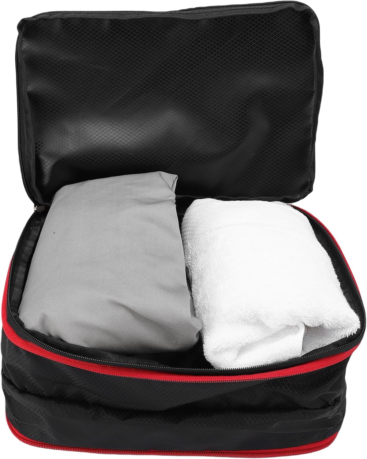 Compression Packing Cube 9L, Lightweight Nylon Travel for Suitcase with Wet Dry Separate Layers for and Dirty Clothing Storage in Grey (Grey) (Black)