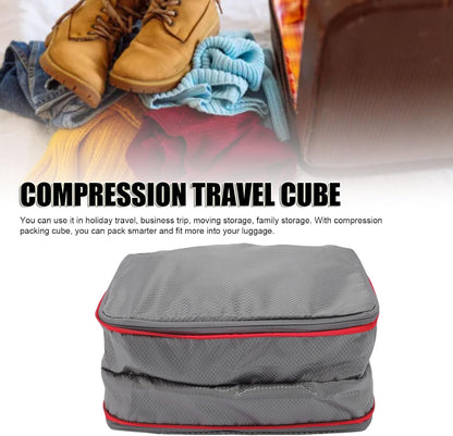 Compression Packing Cube 9L, Lightweight Nylon Travel for Suitcase with Wet Dry Separate Layers for and Dirty Clothing Storage in Grey (Grey) (Black)