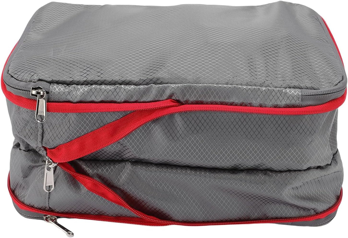 Compression Packing Cube 9L, Lightweight Nylon Travel for Suitcase with Wet Dry Separate Layers for and Dirty Clothing Storage in Grey (Grey) (Black)