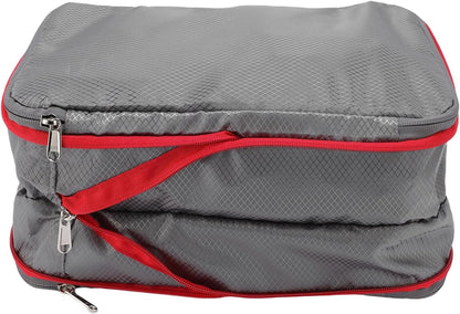 Compression Packing Cube 9L, Lightweight Nylon Travel for Suitcase with Wet Dry Separate Layers for and Dirty Clothing Storage in Grey (Grey) (Black)