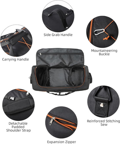 Rolling Duffle Bag with Wheels,110L/140L Expandable Soft-Sided Foldable Duffle Bag with 2 Rubber Wheels,Packable 32” Rolling Carry-On with Pockets & Compartments (Grey)