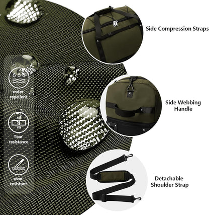 Rolling Duffle Bag with Wheels,110L/140L Expandable Soft-Sided Foldable Duffle Bag with 2 Rubber Wheels,Packable 32” Rolling Carry-On with Pockets & Compartments (Grey)