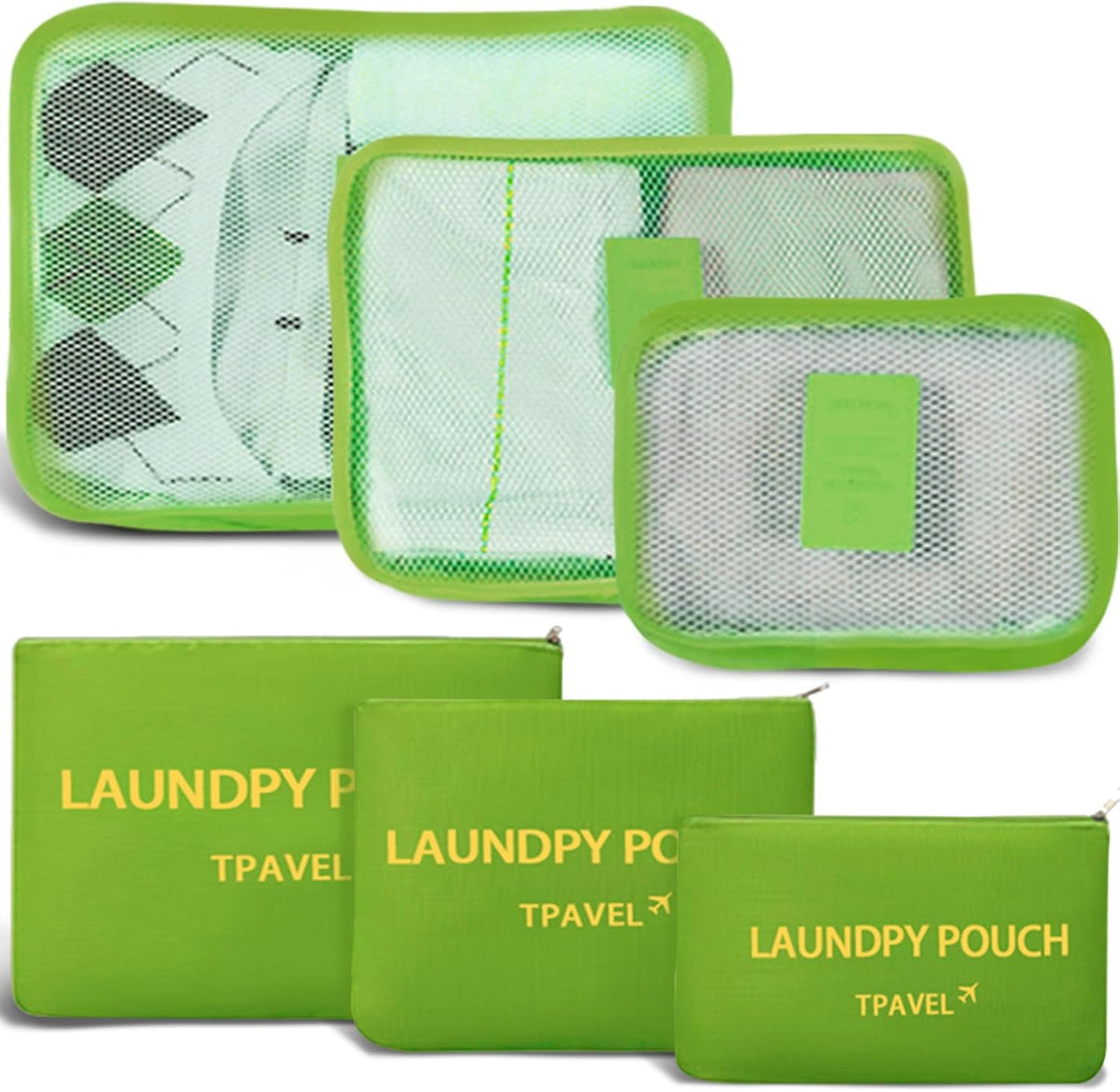 6 Set Packing Cubes for Travel Luggage Organizer Bags Reusable washable Suitcase Packing Cubes Set Travel Accessories Essentials (Orange)