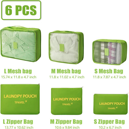 6 Set Packing Cubes for Travel Luggage Organizer Bags Reusable washable Suitcase Packing Cubes Set Travel Accessories Essentials (Orange)