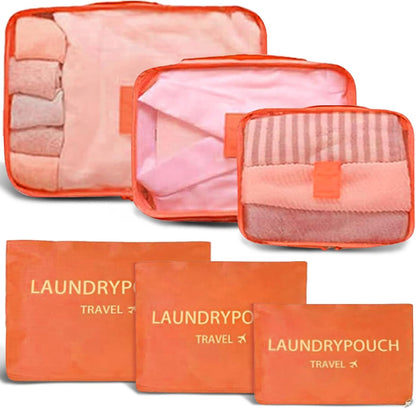 6 Set Packing Cubes for Travel Luggage Organizer Bags Reusable washable Suitcase Packing Cubes Set Travel Accessories Essentials (Orange)